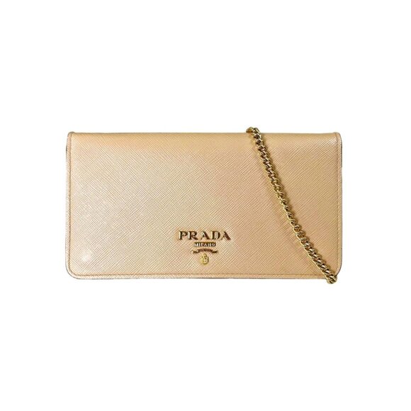 Authentic EUC Full Set Prada Saffiano Flap Wallet on Chain - Picture 1 of 5